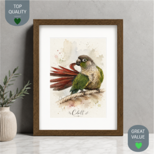 Watercolor pet bird portrait with custom name