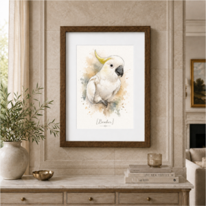 Personalized parrot artwork gift for bird lovers