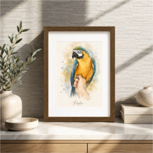 Personalized parrot artwork gift for bird lovers