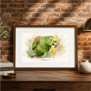 Custom parrot portrait watercolor from photo