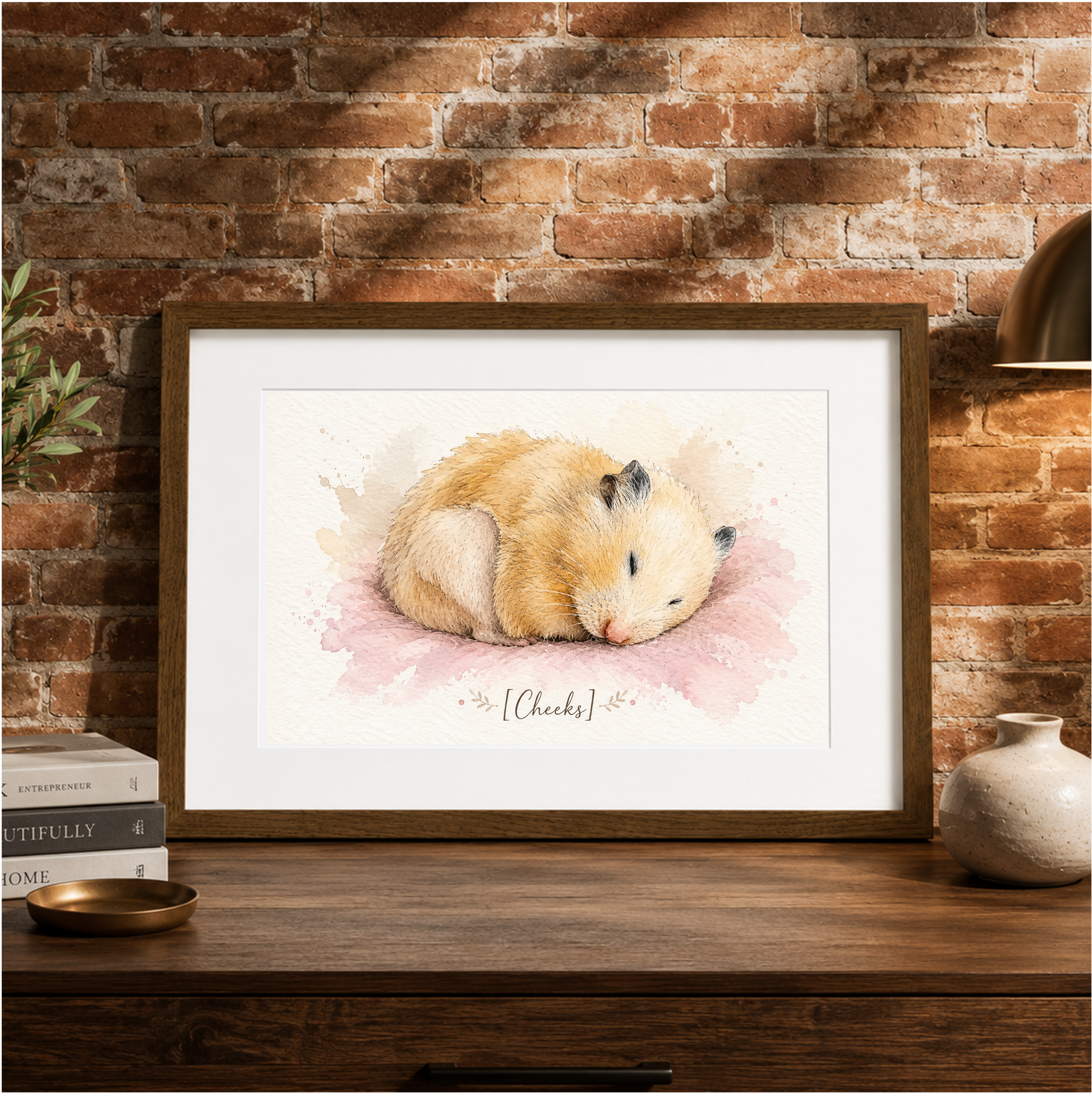 Hamster portrait painting personalized 6 Custom pet portrait featuring a watercolor hamster