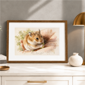 Custom hamster portrait painting personalized in watercolor style