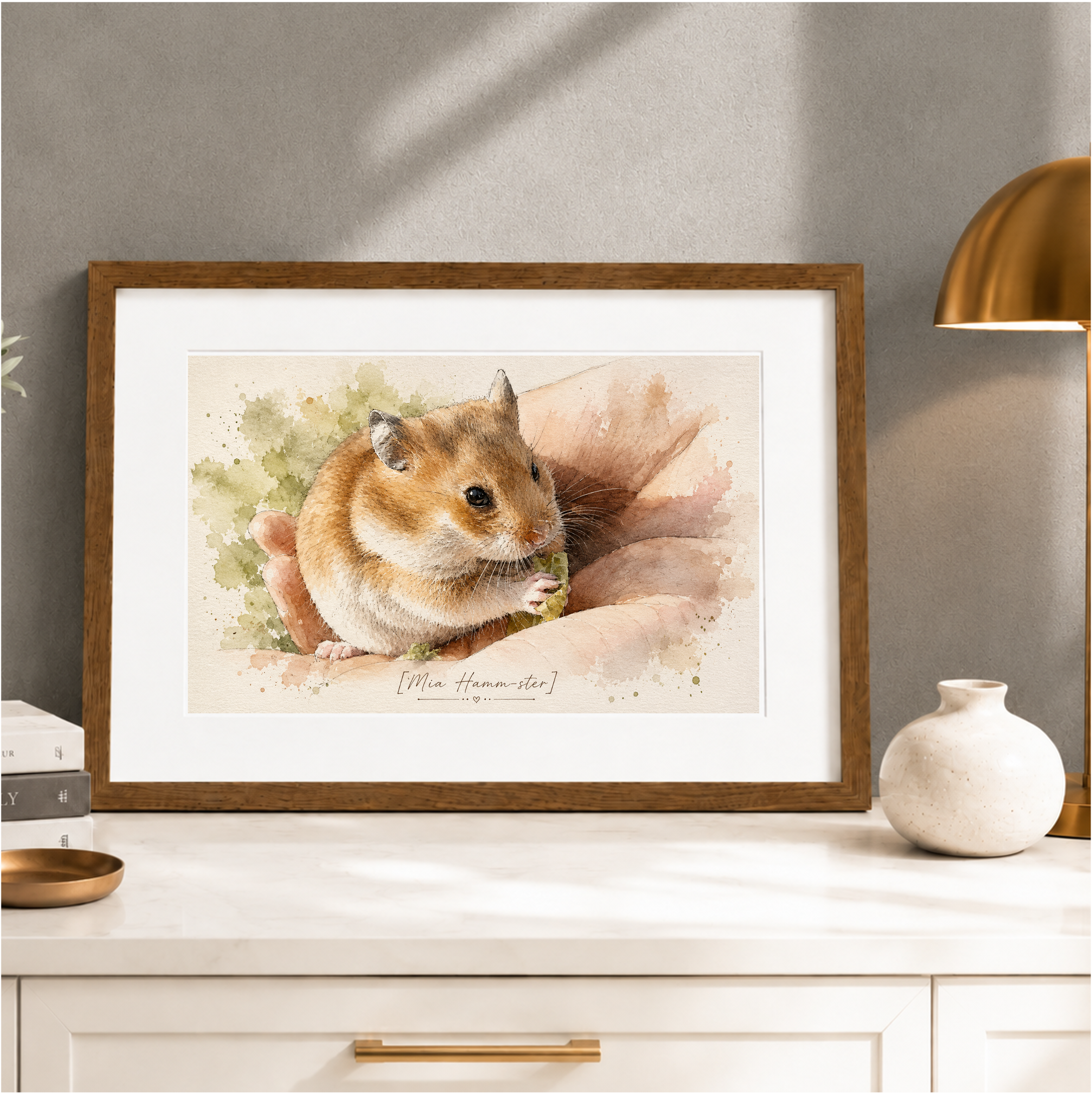 Hamster portrait painting personalized 7 Custom hamster portrait painting personalized in watercolor style