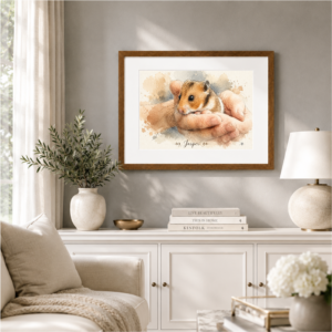Watercolor hamster painting with custom wording