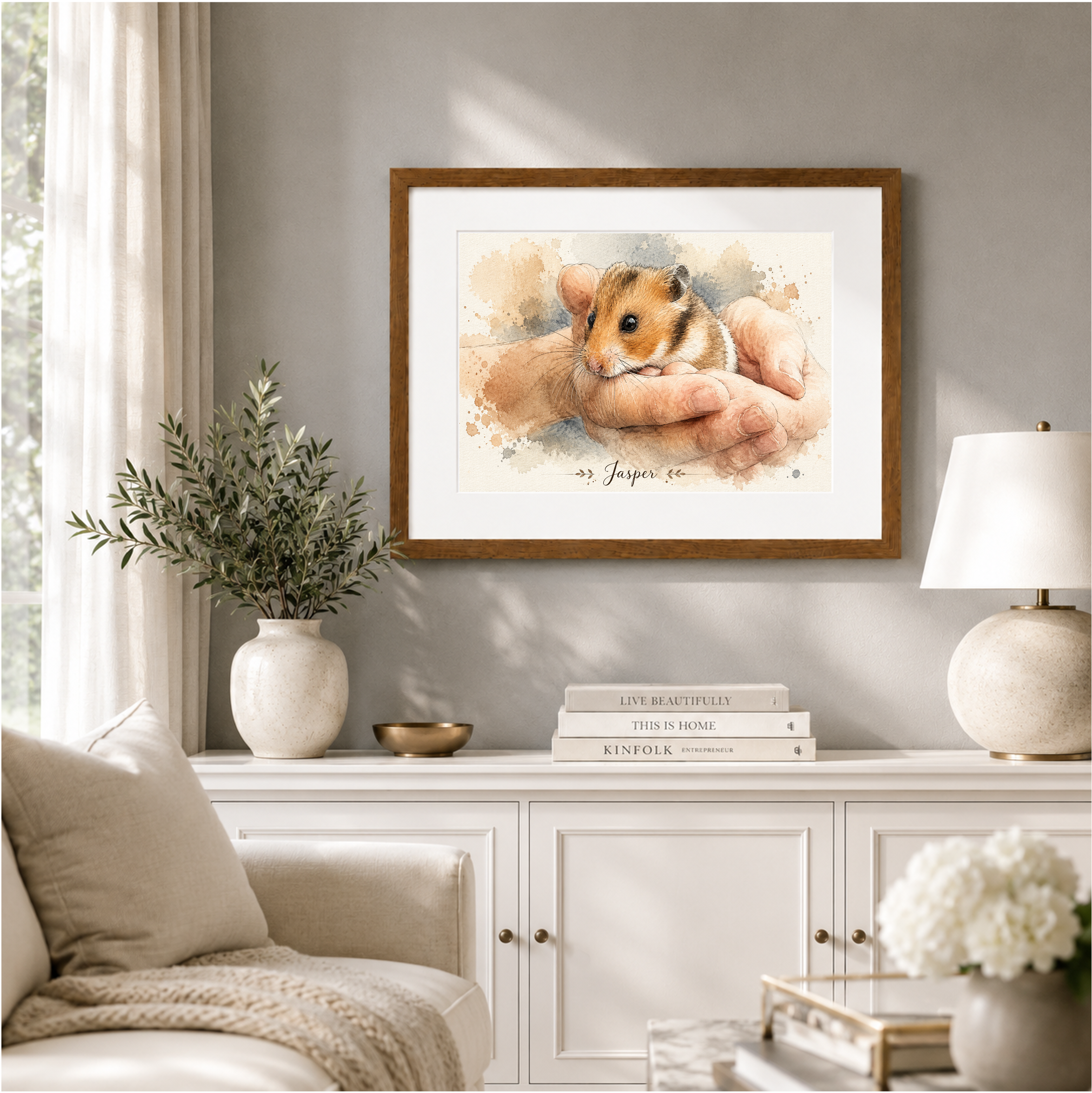 Hamster portrait painting personalized 8 Watercolor hamster painting with custom wording