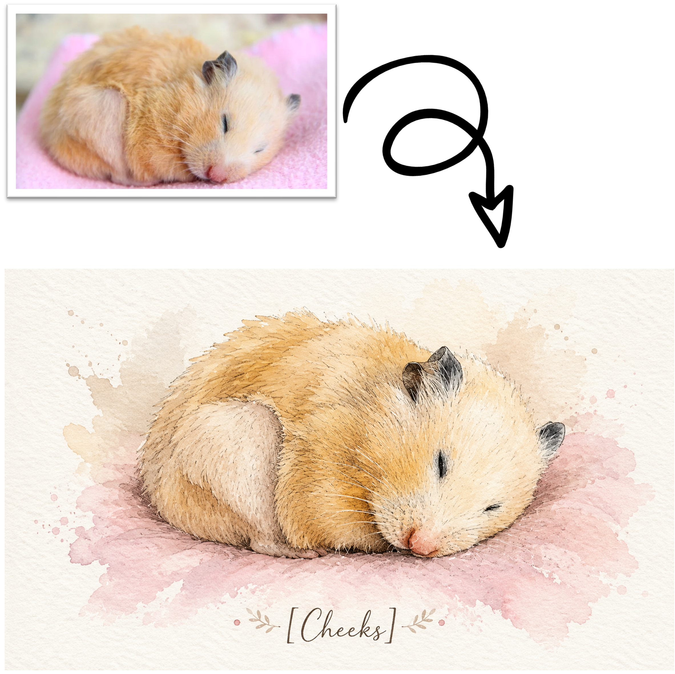 Hamster portrait painting personalized Personalized hamster wall art from customer photo