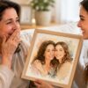 custom watercolor portrait gift for mom from daughter