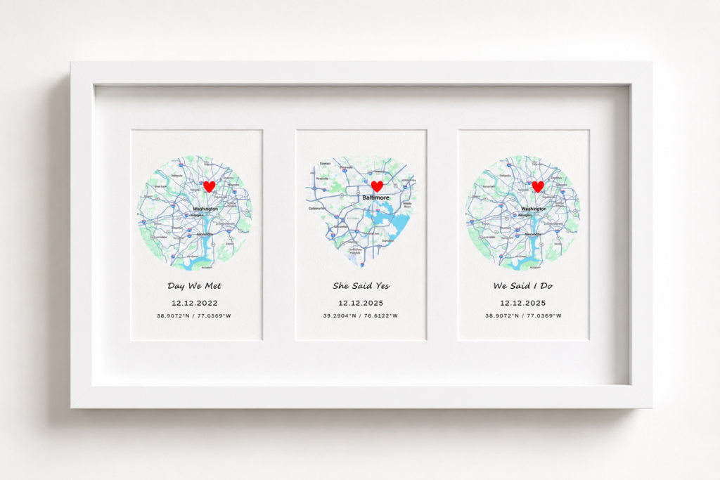 engagement map gift, Engagement map gift ideas
