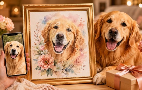 A Handmade Watercolor Dog Portrait From Photo Framed Is the Gift Dog Lovers Actually Want
