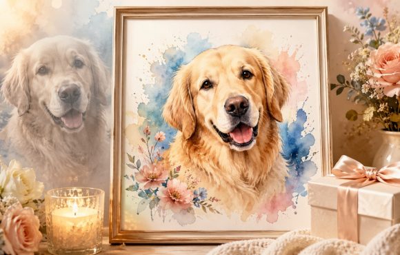The Best Custom Watercolor Pet Memorial Portrait Sympathy Gift for Someone Who Just Lost Their Fur Baby