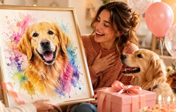 The Best Watercolor Dog Portrait Gift for Dog Mom Birthday Celebrations