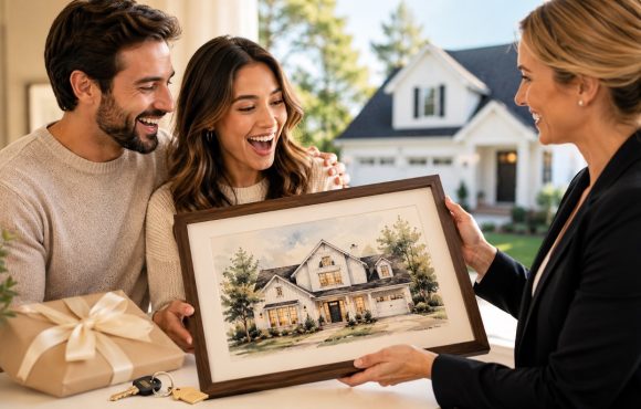 Why a Custom House Portrait for Real Estate Clients Is the Closing Gift They'll Never Forget