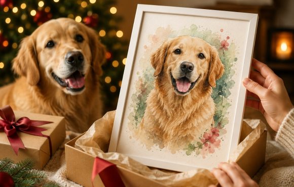 Why a custom watercolor pet portrait from photo as Christmas gift feels so personal
